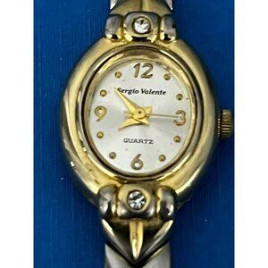 Vintage Womens Sergio Valente Quartz Watch Women's New battery Gold tone diamond